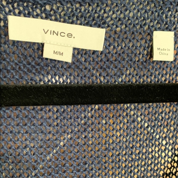 COASTAL LUXE | Vince Beachy Linen Open Stitch Knit Tank in Navy Blue Size Medium - Picture 4 of 9